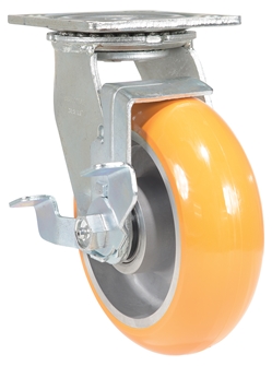 Polyurethane Swivel With Brake Caster 6 In. Diameter x 2 In. Width 1250 Lb. Capacity