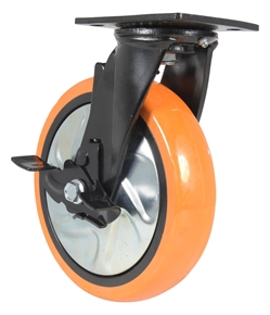 Polyurethane Swivel With Brake Caster 8 In. Diameter x 2 In. Width 925 Lb. Capacity