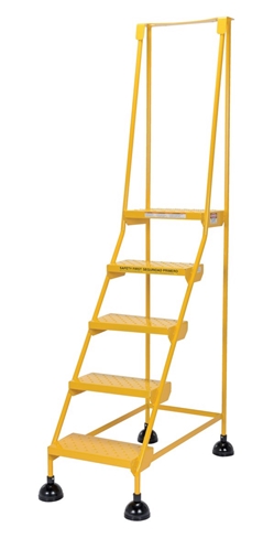 Steel Commercial Spring Loaded Ladders 58 Degree 5 Perforated 16 In. Step Width 500 Lb. Capacity  - LAD-5-Y-P