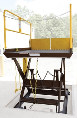 Steel Premium Truck Scissor Dock Lift 7 Ft x 10 Ft 12,000 Lb. Capacity Brown/Yellow