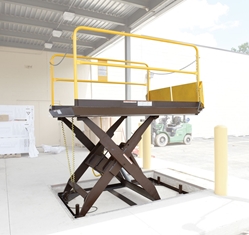 Steel Premium Truck Scissor Dock Lift 7 Ft x 10 Ft 12,000 Lb. Capacity Brown/Yellow