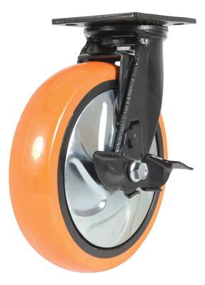 Polyurethane Swivel With Brake Caster 8 In. Diameter x 2 In. Width 925 Lb. Capacity