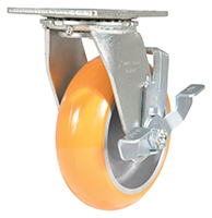 Polyurethane Swivel With Brake Caster 6 In. Diameter x 2 In. Width 1250 Lb. Capacity