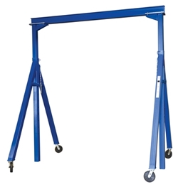 Steel Adjustable Height Gantry Crane with Phenolic Casters 15 Ft.Wide x 16 Ft. Max Usable Height 4,000 Lb. Capacity 