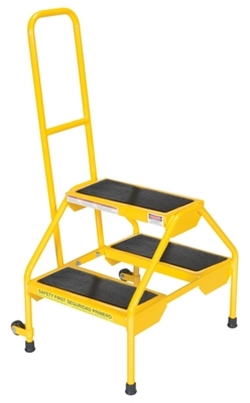 Steel Portable Two-Step Rolling Ladder Rubber Matting 23-1/2 In. x 20-9/16 In. x 42 In. 300 Lb. Capacity 