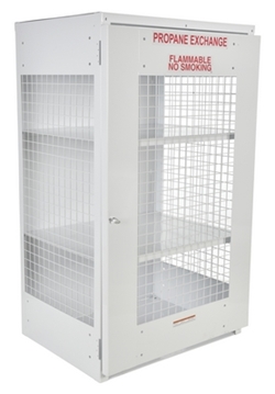 Steel Propane Exchange Cylinder Storage Cabinets with Mesh Door 18 Cylinder Capacity WhiteP