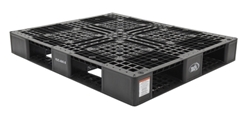 High Density Polyethylene Pallet 39-1/2 In. x 47-3/8 In. x 6 In. 8000 Lb. Capacity Black