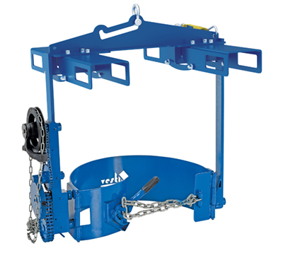 Steel Hoist Mounted Drum Carrier/Rotator with Four Way Pocket 55 Gallon 1500 Lb. Capacity