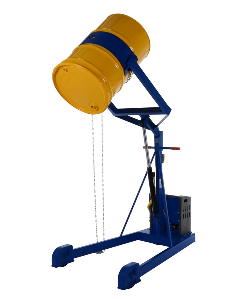 Steel Portable DC Powered Hydraulic Drum Carrier, Rotator and Boom 71-1/4 In. Lift Height 800 Lb. Capacity 